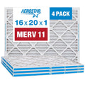 Aerostar 16x20x1 MERV 11 Pleated Air Filters - 4 Pack