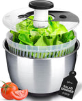 Stainless Steel Pump Salad Spinner Large - Compact Kitchen Tool