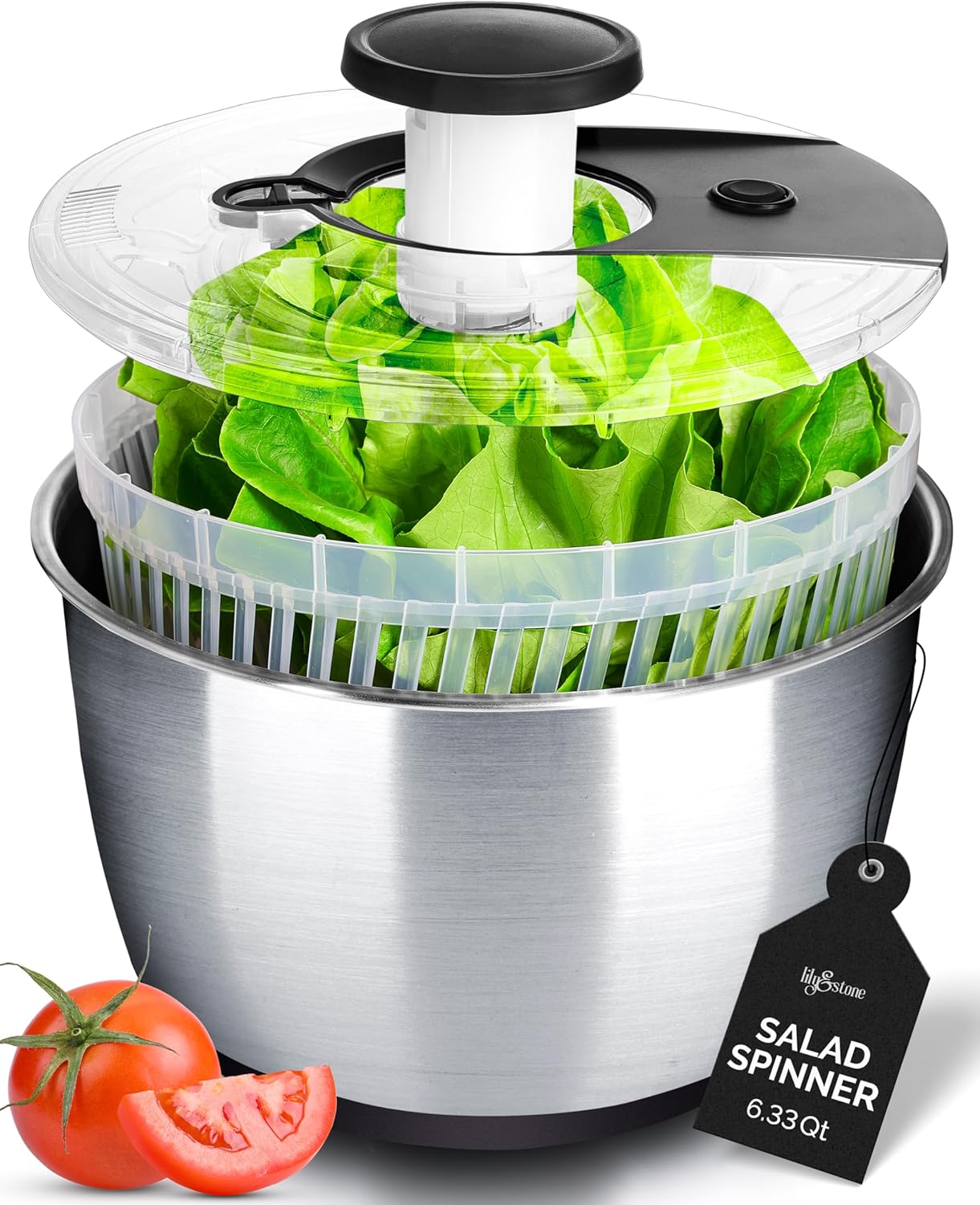 Stainless Steel Pump Salad Spinner - Effortless Kitchen Tool