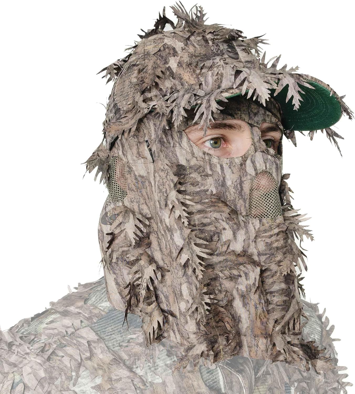 QuikCamo Lightweight 3D Leafy Camo Face Mask & Hat for Hunting