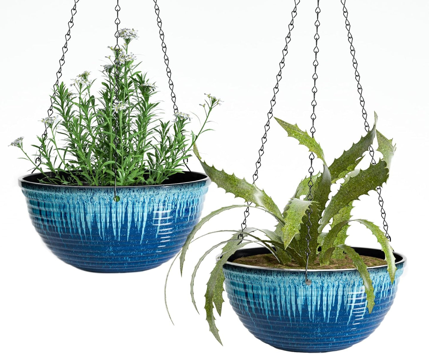 12 Inch Hanging Planters for Indoor Outdoor Plants - 2 Pack