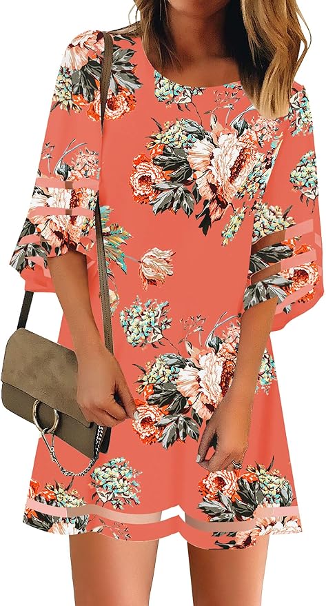 LookbookStore Women Casual Crewneck Mesh Panel Tunic Dress Review