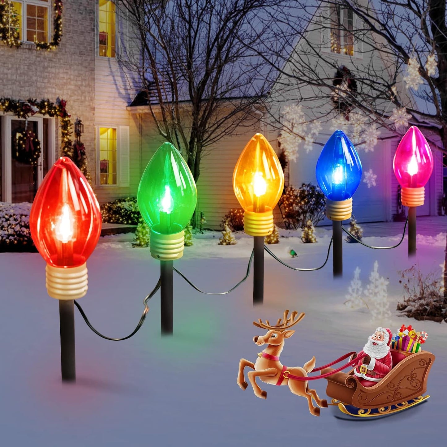 Jumbo C9 Christmas Pathway Lights for Outdoor Holiday Decor