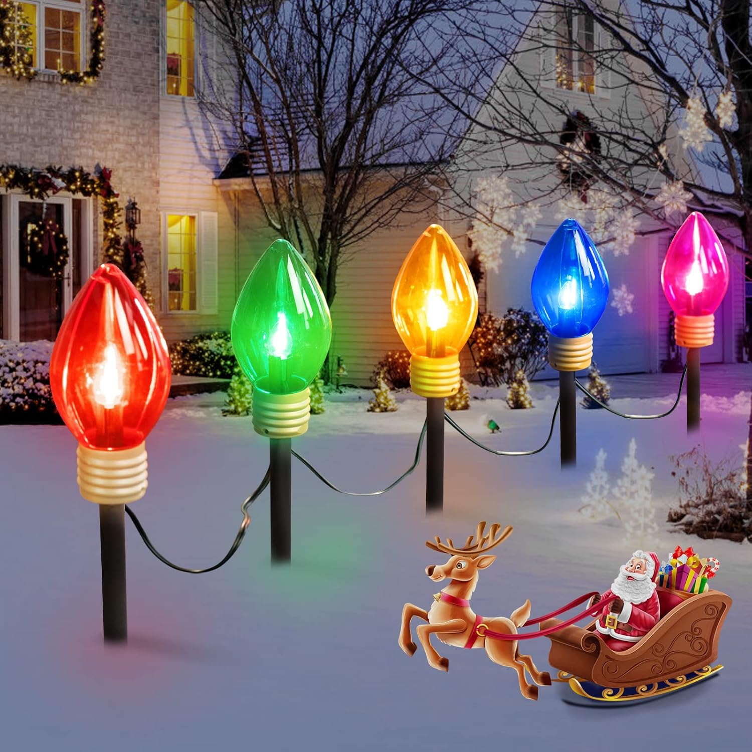 Jumbo C9 Christmas Pathway Lights for Outdoor Holiday Decor