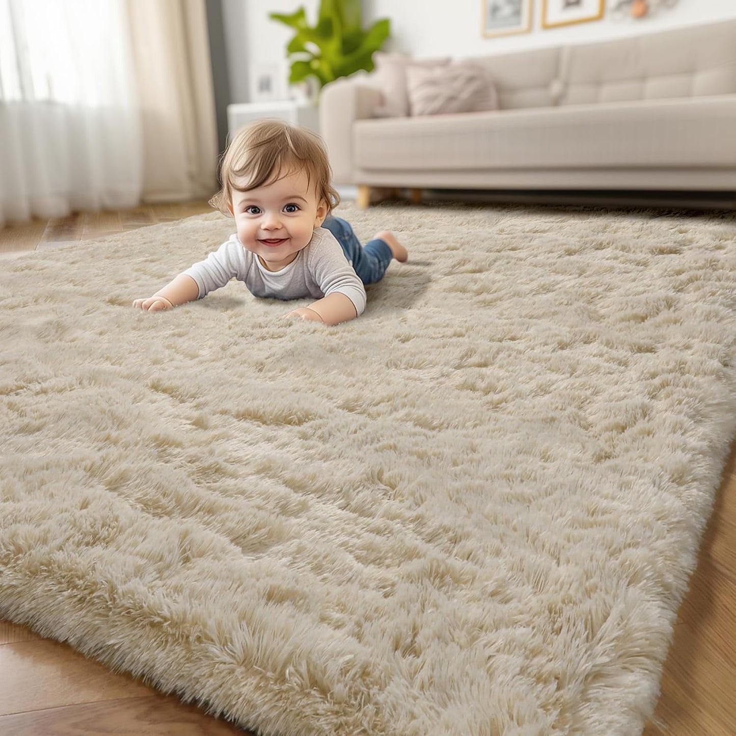 Fluffy Plush Shag Area Rug for Bedroom and Kids Room Decor