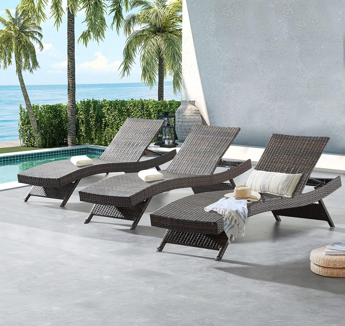 79in Long Reclining Chaise Lounge Set for Outdoor Relaxation