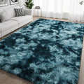 Fluffy Peacock Blue Area Rug 5x8 - Ultra Soft Plush Shaggy Bedside