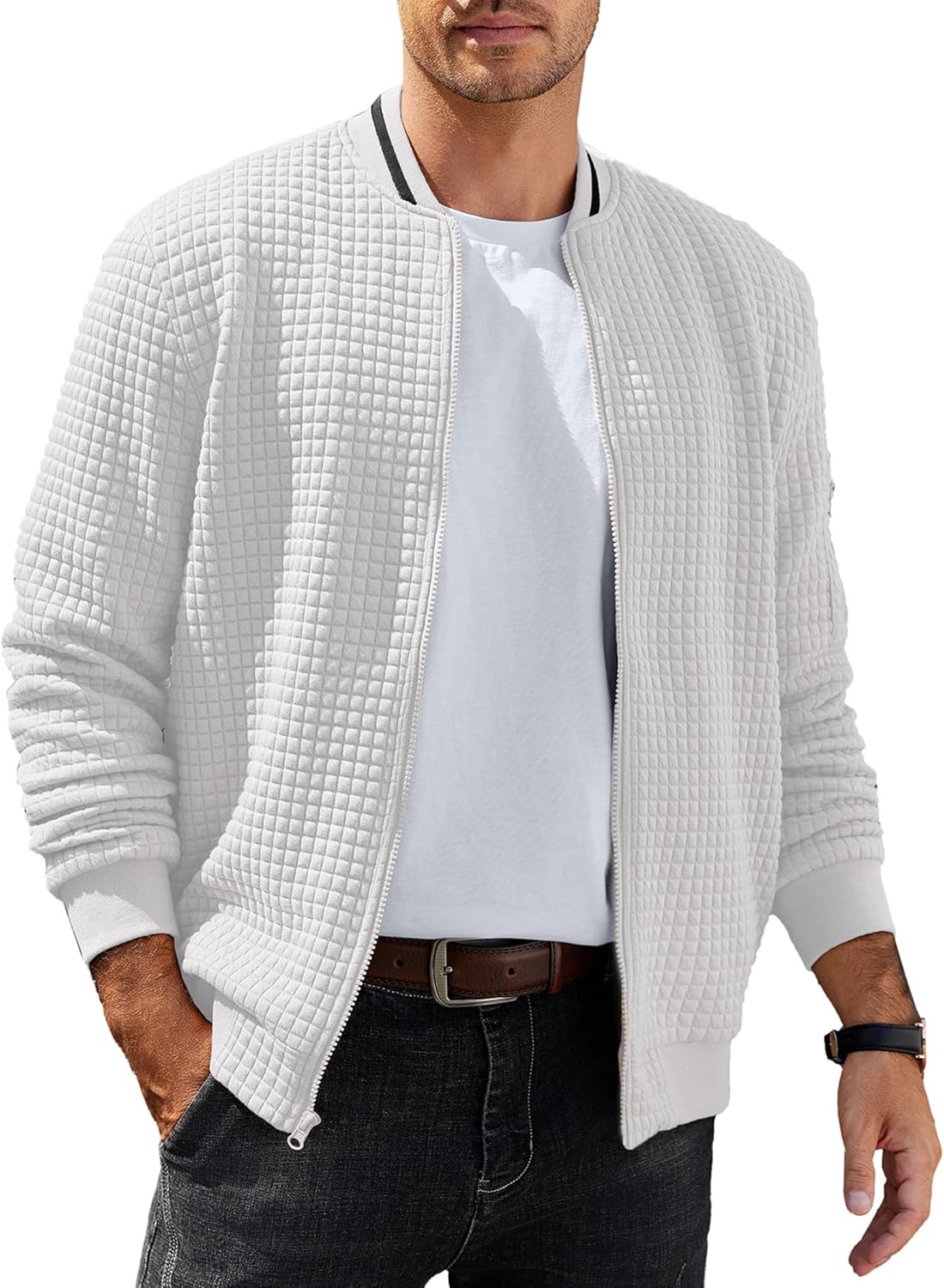 COOFANDY Mens Zip Up Sweater Jacket for Casual Style