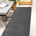 4 ft x 14 ft Runner Rugs Stripe Gray - Indoor Outdoor Utility Carpet