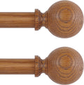 2 Pack Wood Curtain Rods 66 to 120 in - Heavy Duty Faux Wood Finish