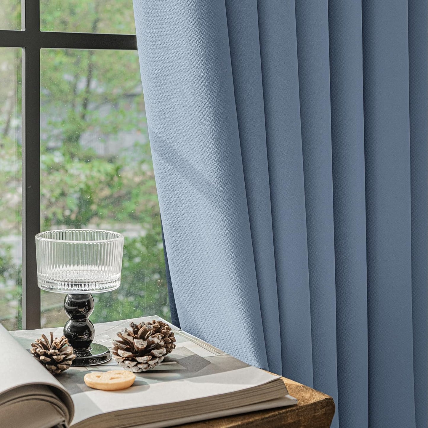 FMFUNCTEX Blackout Curtains for Bedroom, Slate Blue 108 in Long