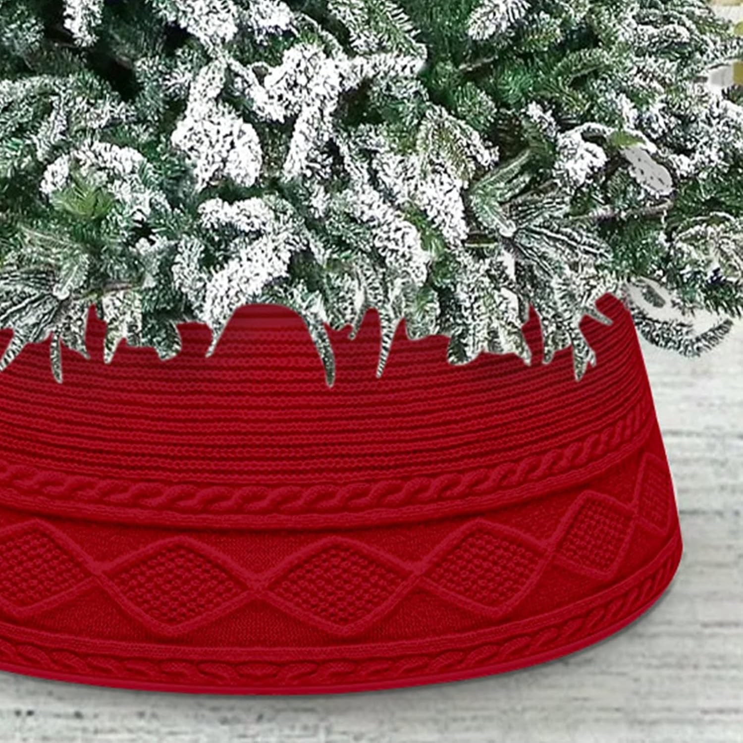 Malier Christmas Tree Collar for 8 ft 11 ft Trees, Red