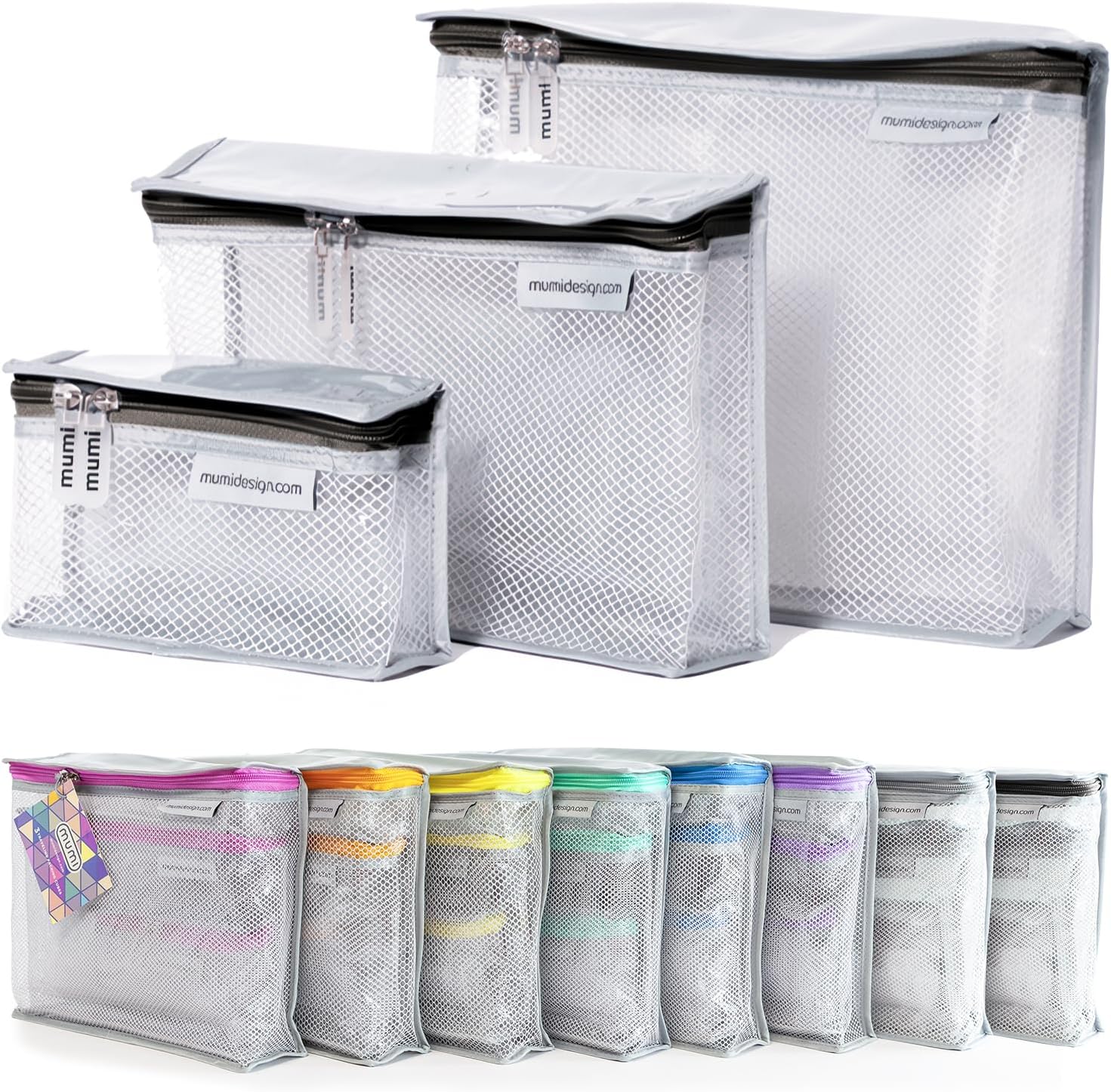 MUMI Travel Toiletry Bag Set of 3 Clear TSA Approved Bags