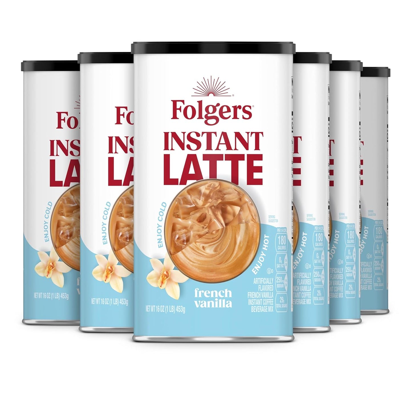 6-Pack Folgers French Vanilla Latte, Instant Bliss