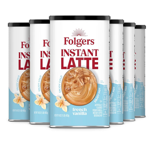 6-Pack Folgers French Vanilla Latte, Instant Bliss