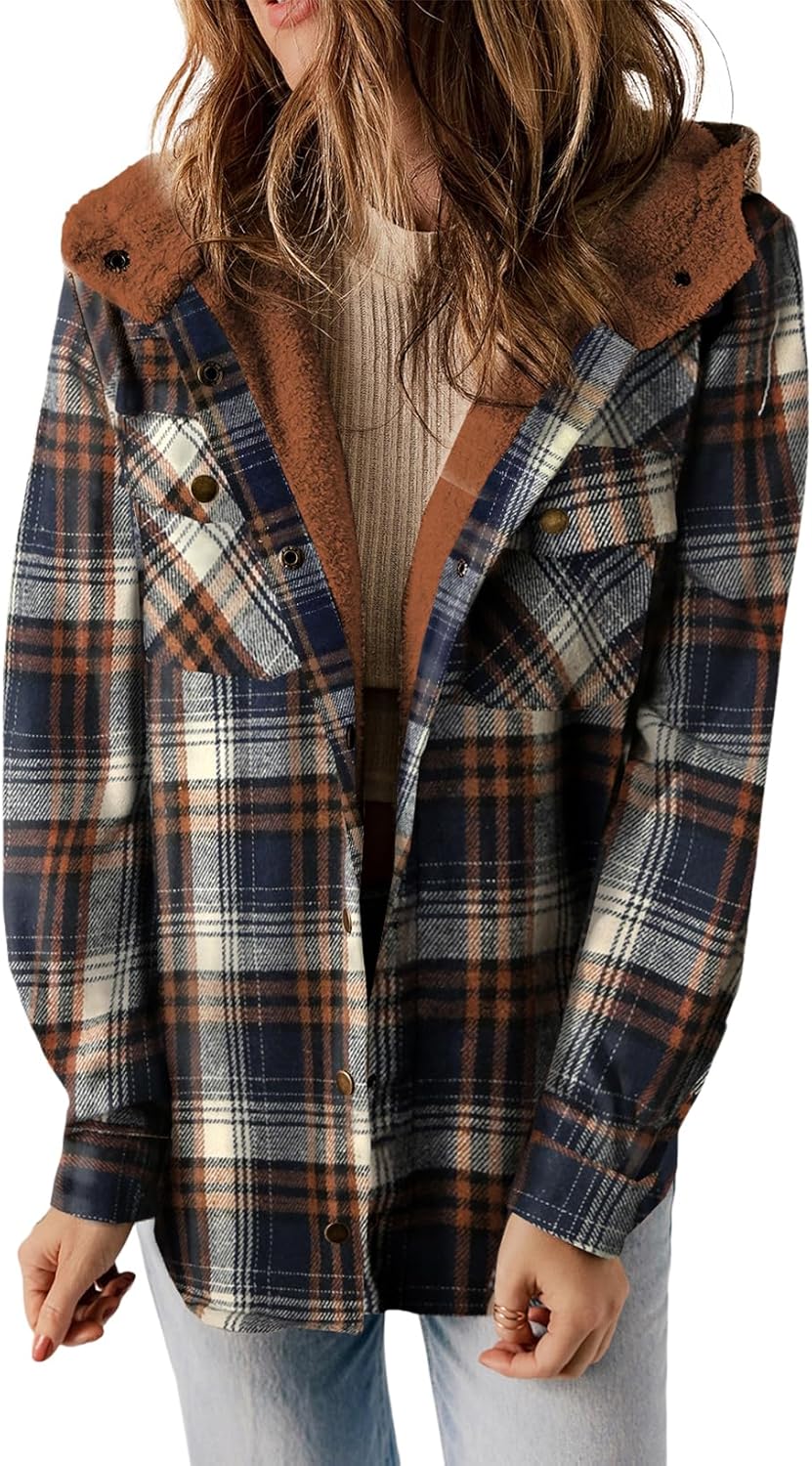 Dokotoo Womens Plaid Shacket Jacket for Stylish Warmth