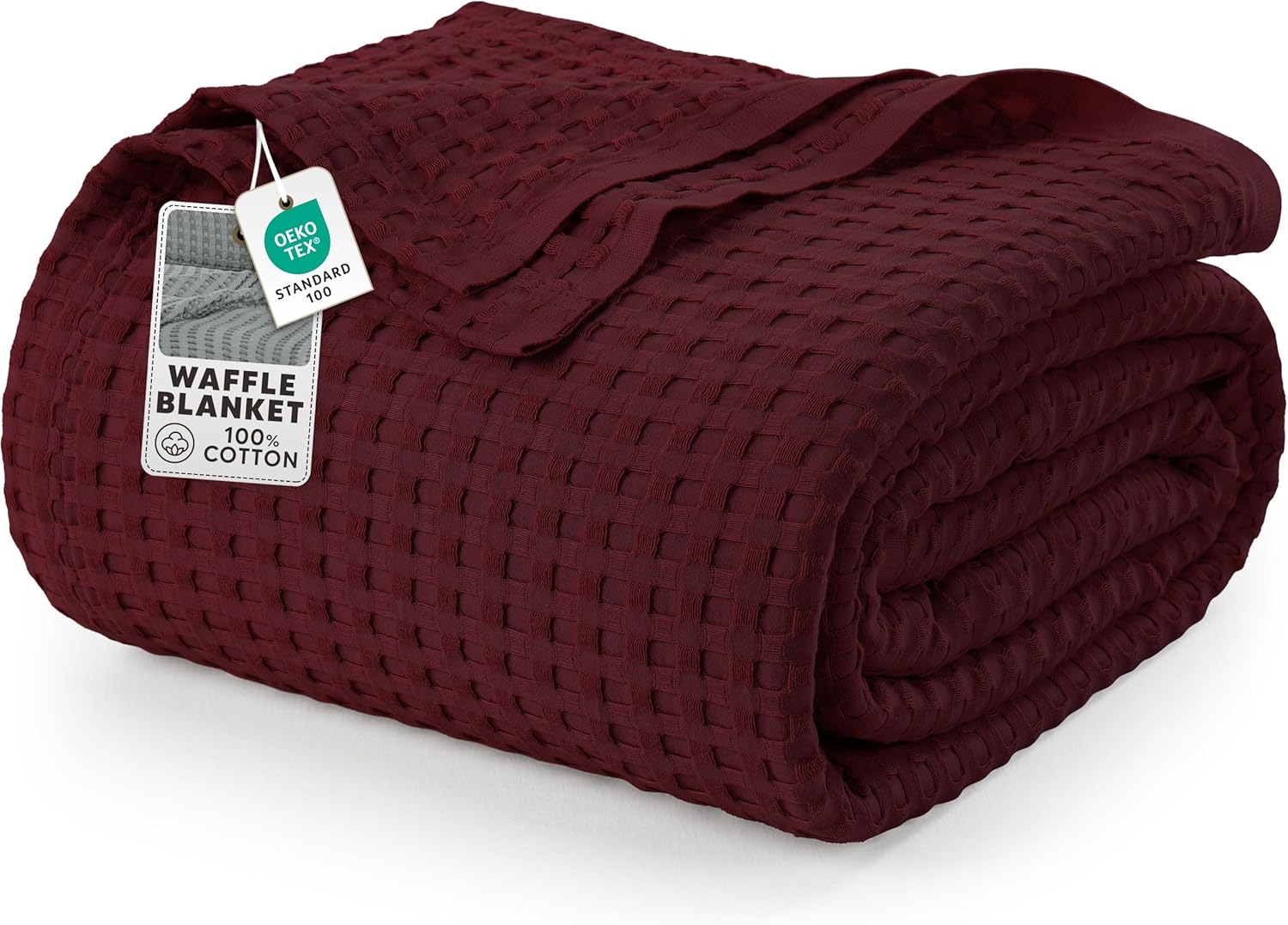 Utopia Bedding Burgundy 100% Cotton Waffle Blanket for Comfort