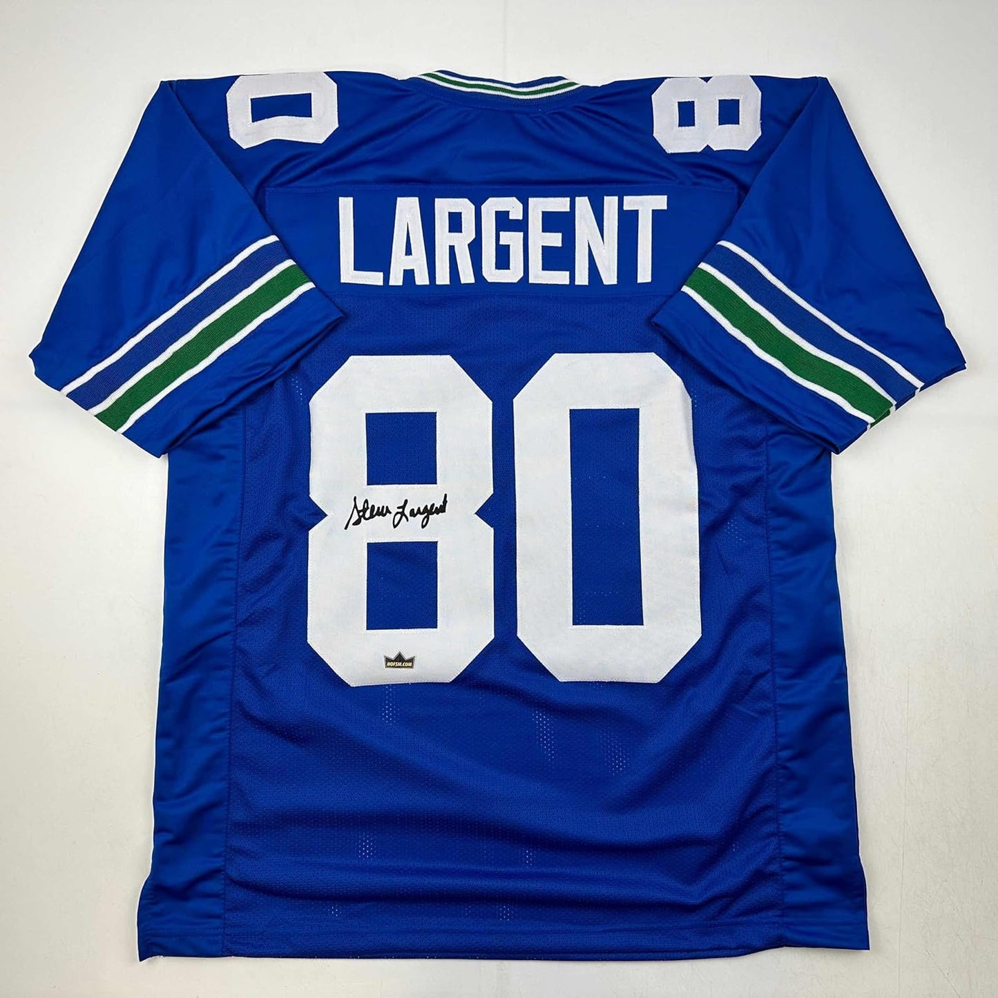Facsimile Autographed Steve Largent Seattle Blue Jersey XL