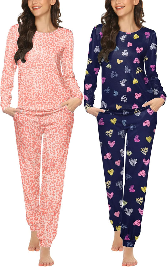 Ekouaer Women's Pajama Set: Long Sleeve Top & Jogger Pants