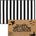 Halloween Coir Doormat and Buffalo Plaid Rug Set - Front Porch Pairing