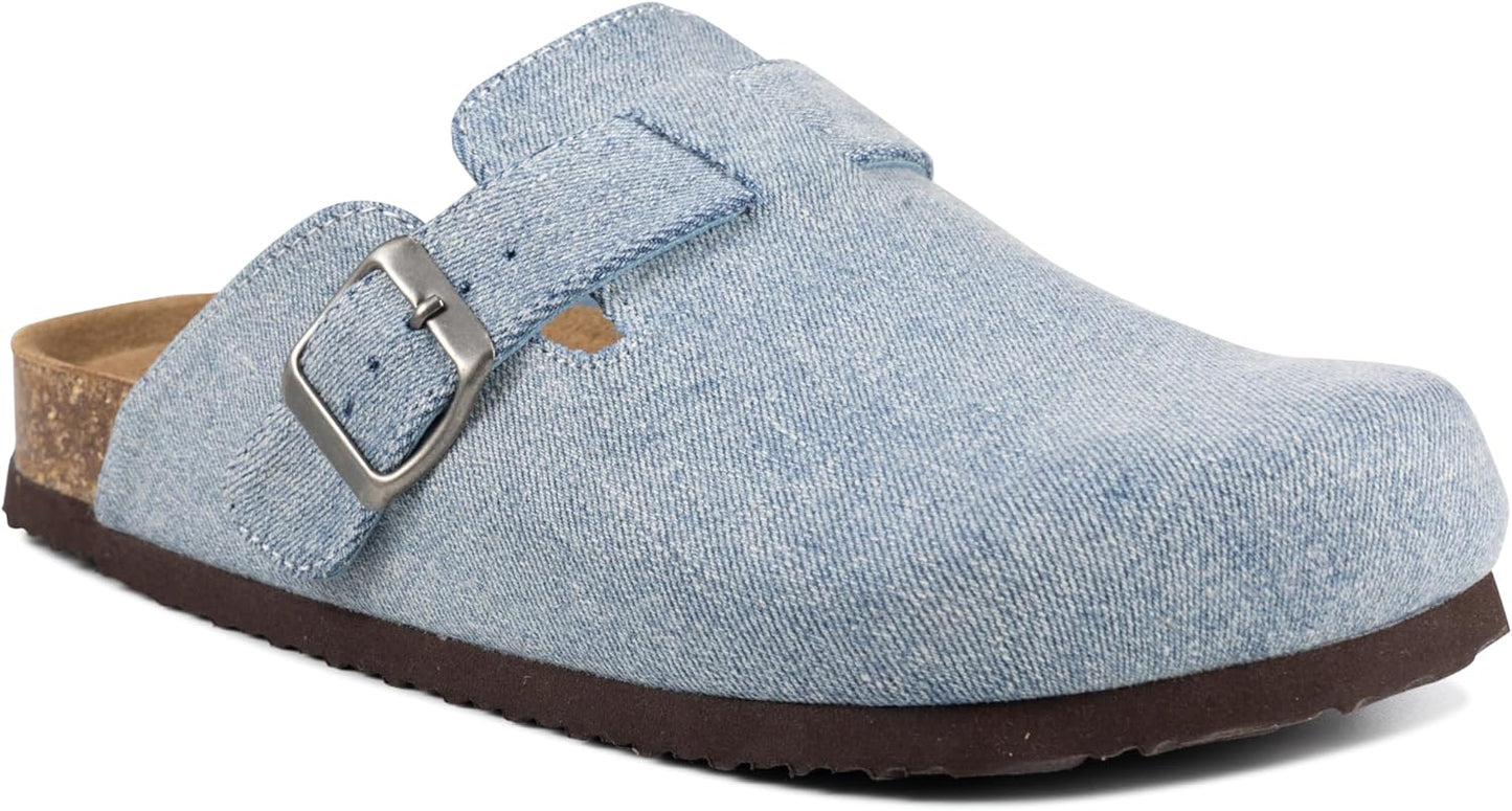 Women's Suede Clogs Slip-On Buckle Slides for All-Day Comfort