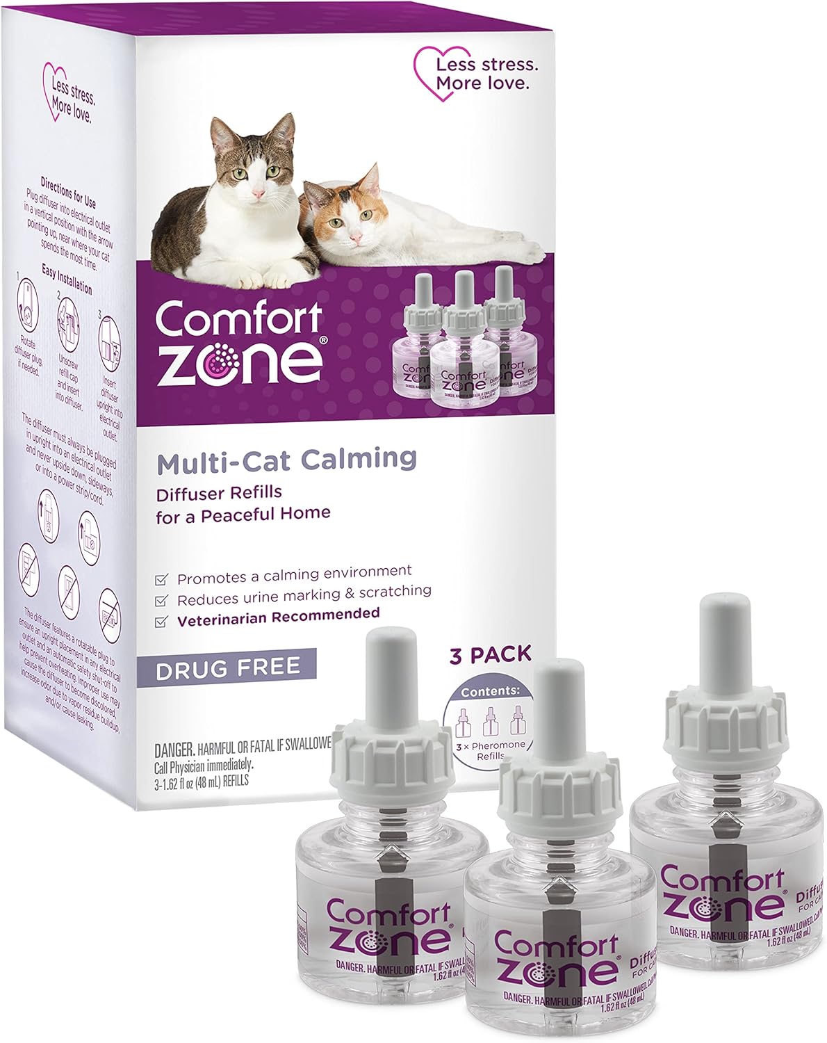 Comfort Zone MultiCat Diffuser Refills for Cat Anxiety Relief