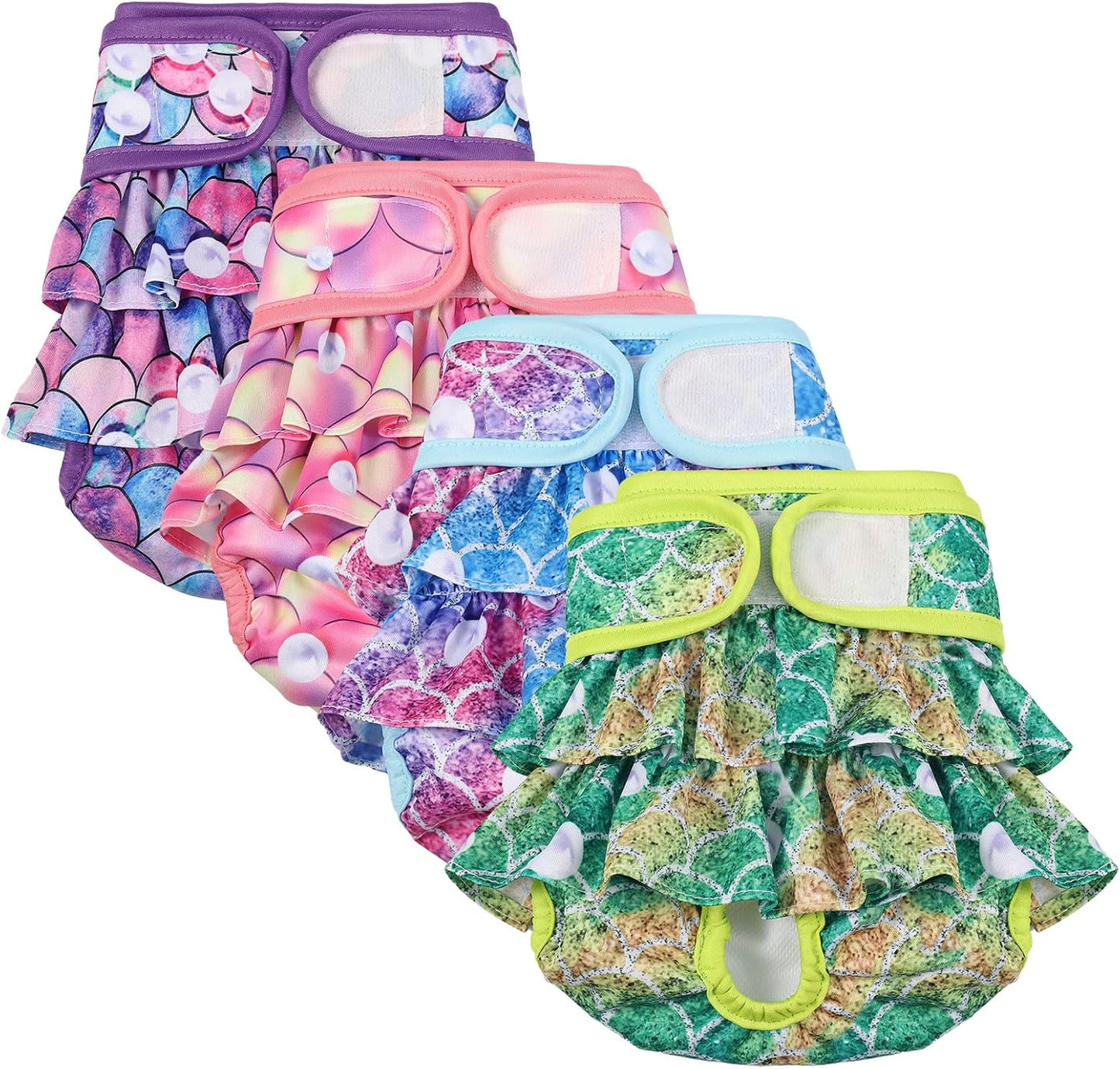 Washable Dog Diapers - Ultra Absorbent & Comfortable (L, Mermaid)