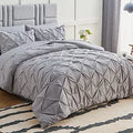 CozyLux Queen Comforter Set Pinch Pleat - Elegant All-Season Bedding