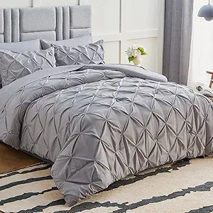 CozyLux Queen Comforter Set - 7 Pieces Light Gray Bedding