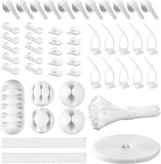 CHZHLI White Cable Organizer Kit - Declutter & Organize Cords!