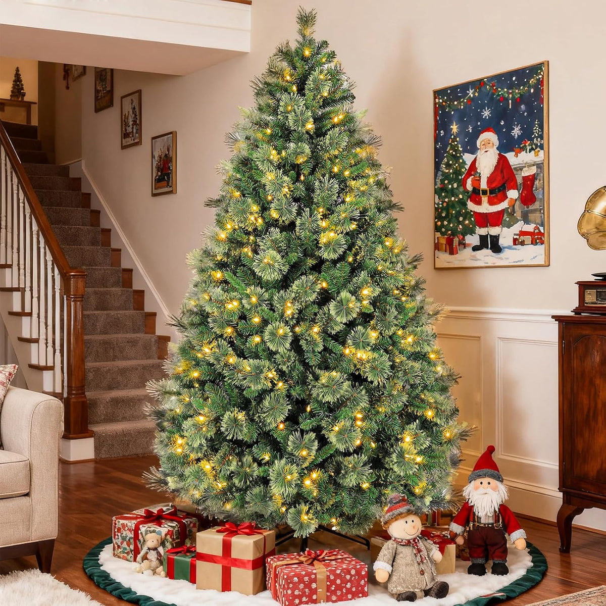 Hykolity 7.5 ft Pre-lit Christmas Tree with 450 LED Lights