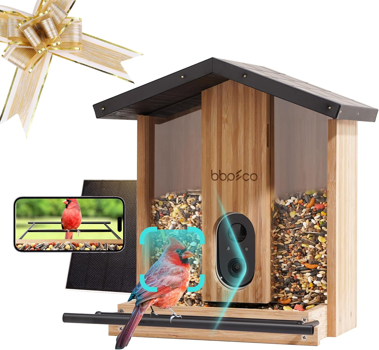 Solar Smart Bird Feeder w/ AI Identify, Auto Capture & Notifications