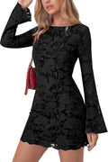 PRETTYGARDEN Floral Long Sleeve Mini Dress - Flattering Fall Bodycon