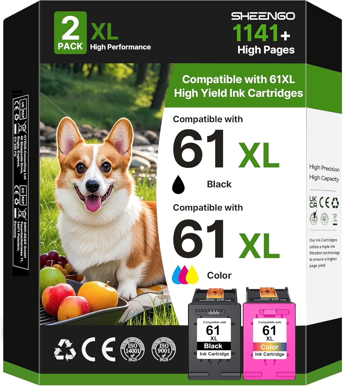 61XL Black and Color Combo Pack for HP Printers - SHEENGO