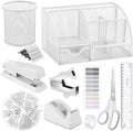 White Desk Organizer Set - 11 Accessories for Stylish Office Organization