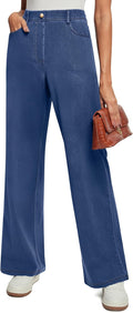 IUGA Wide Leg Jeans Woman Stretchy Pull On High Waist - Comfy Fit