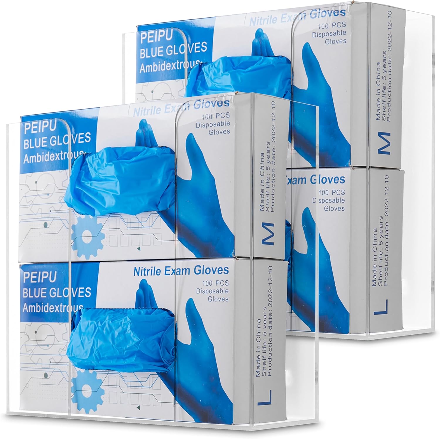 Stock Your Home Double Acrylic Gloves Dispenser for Easy Access