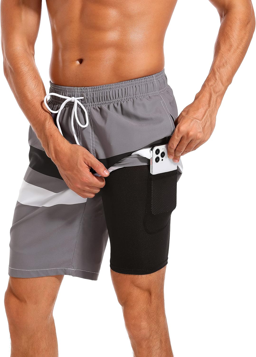 Difficort Mens Swim Trunks with Compression Liner for Comfort