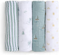Organic Cotton Muslin Swaddle 4-Pack - Large Breathable Blankets