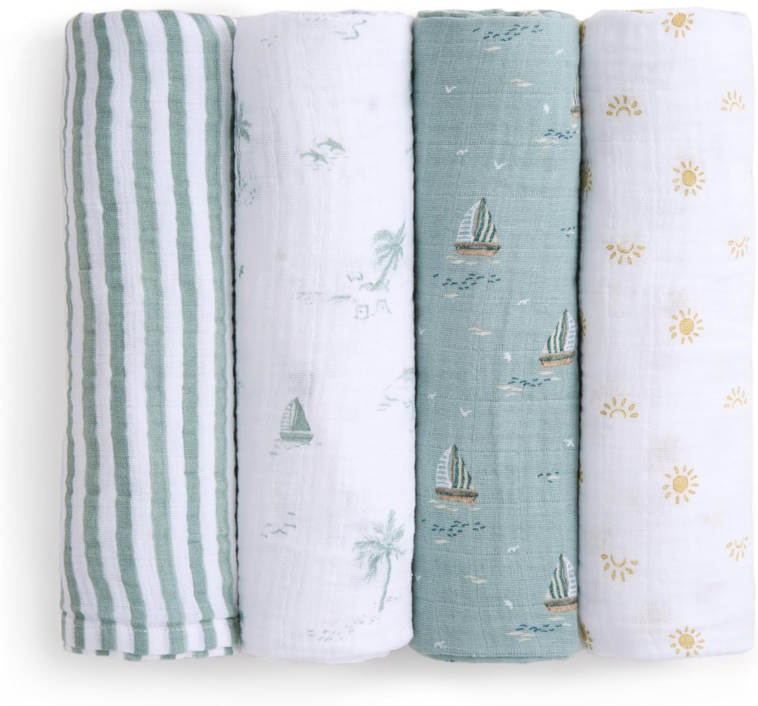 Organic Cotton Muslin Swaddle Blanket 4-Pack for Infants