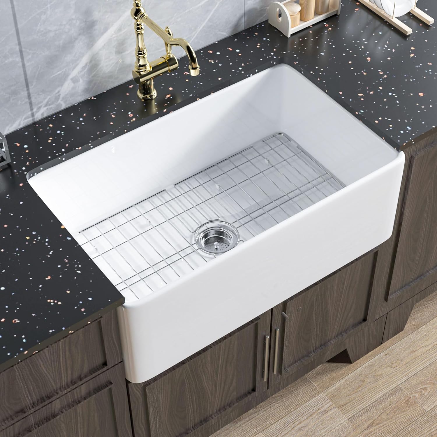Miuara Farmhouse Sink 30 Inch - Durable White Apron Front Design