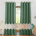 NICETOWN Olive Green Curtains 84 in Length 2 Panels - Linen Flax