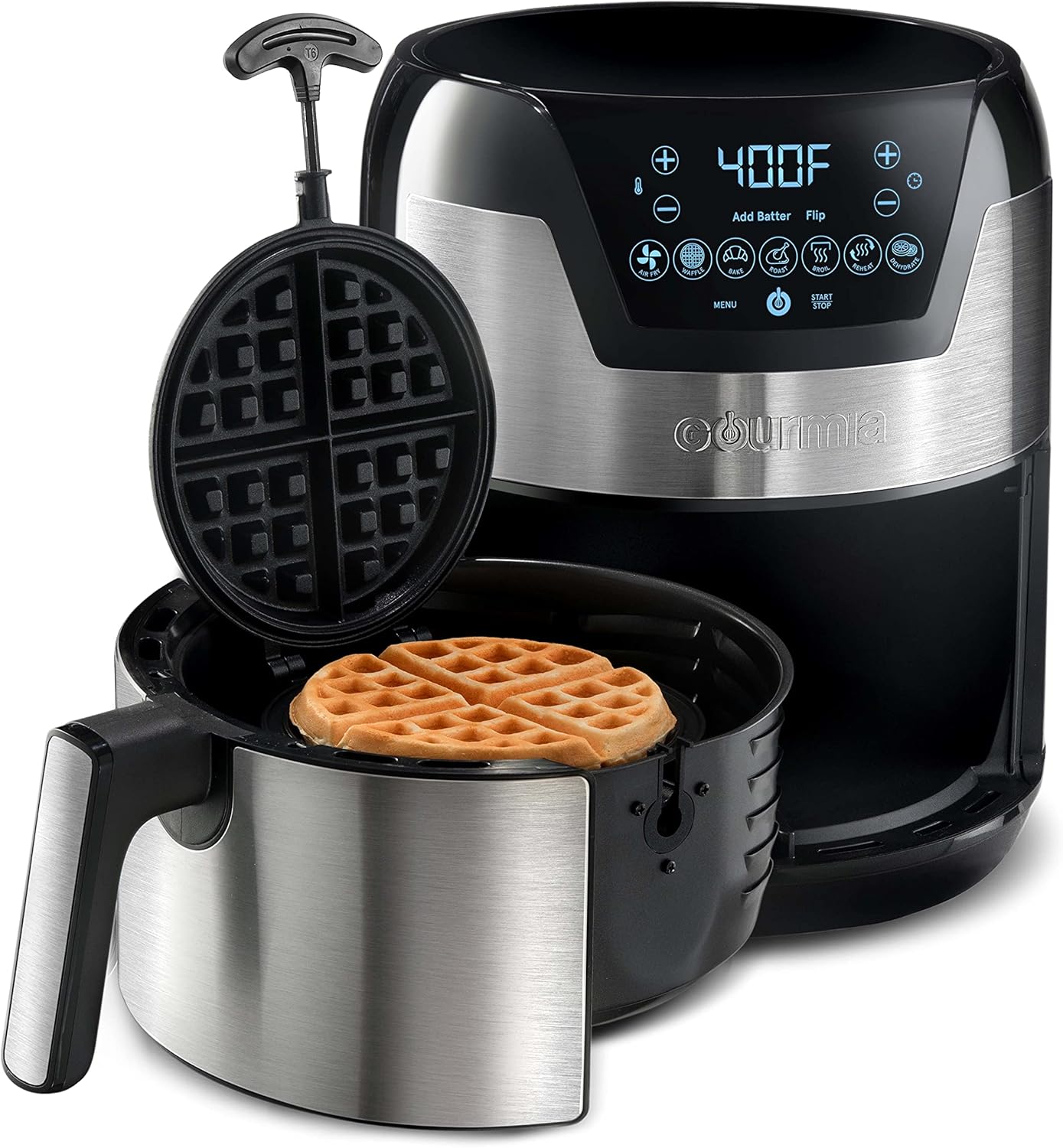 Gourmia 2-in-1 Air Fryer + Waffle Maker - Crispy & Versatile!