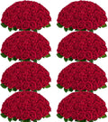 BLEUM CADE 200 Pcs Red Roses Artificial Flowers - Bulk Real Touch