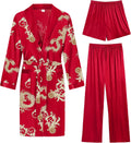 Men's Silk Satin Robe Set - Lightweight 3-Piece Kimono Lounge Wear