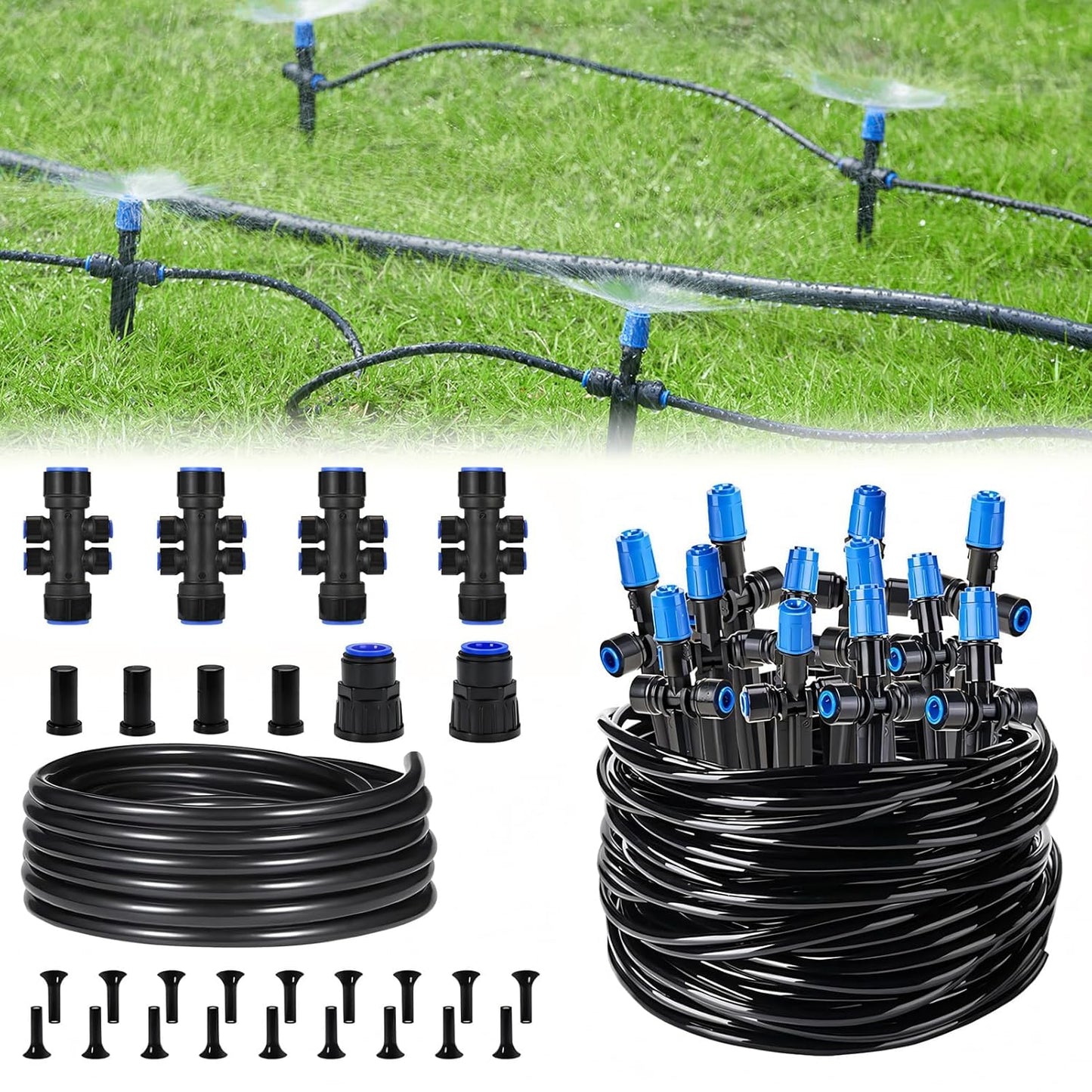 HIRALIY 210FT Quick-Connect Drip Irrigation Kit for Gardens