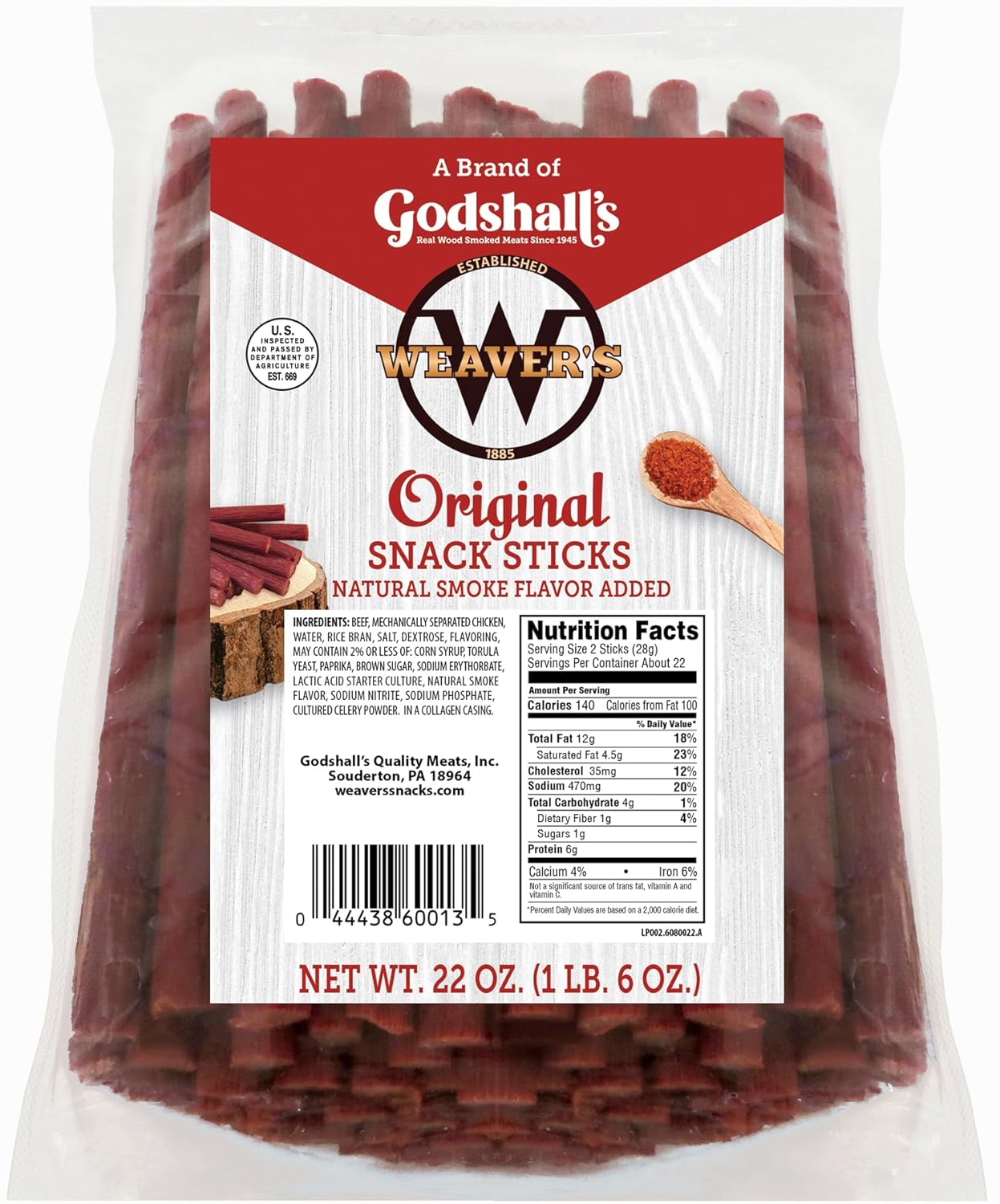 Weavers Original Snack Sticks - 44 Mild Beef and Chicken Treats