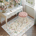 jinchan Floral 3x5 Rug - Washable Low Pile Non Slip Accent Rug