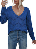 Women's Crochet Sweater Top Deep V Pullover - Cozy Fall Staple