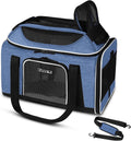 Blue Top-Expandable Pet Carrier for Small Cats and Dogs - Airline
